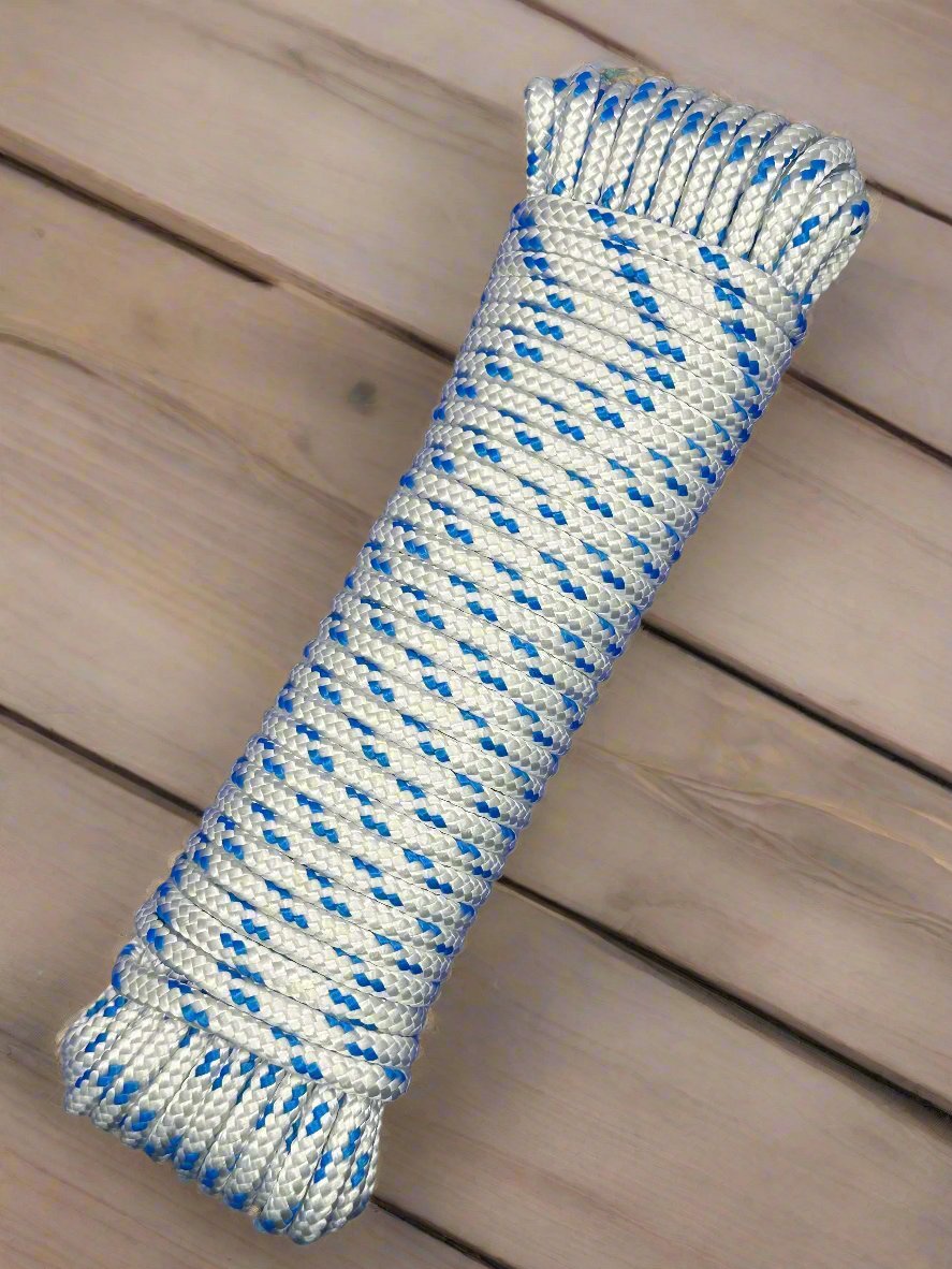 Polypropylene Braided Rope - White/Blue