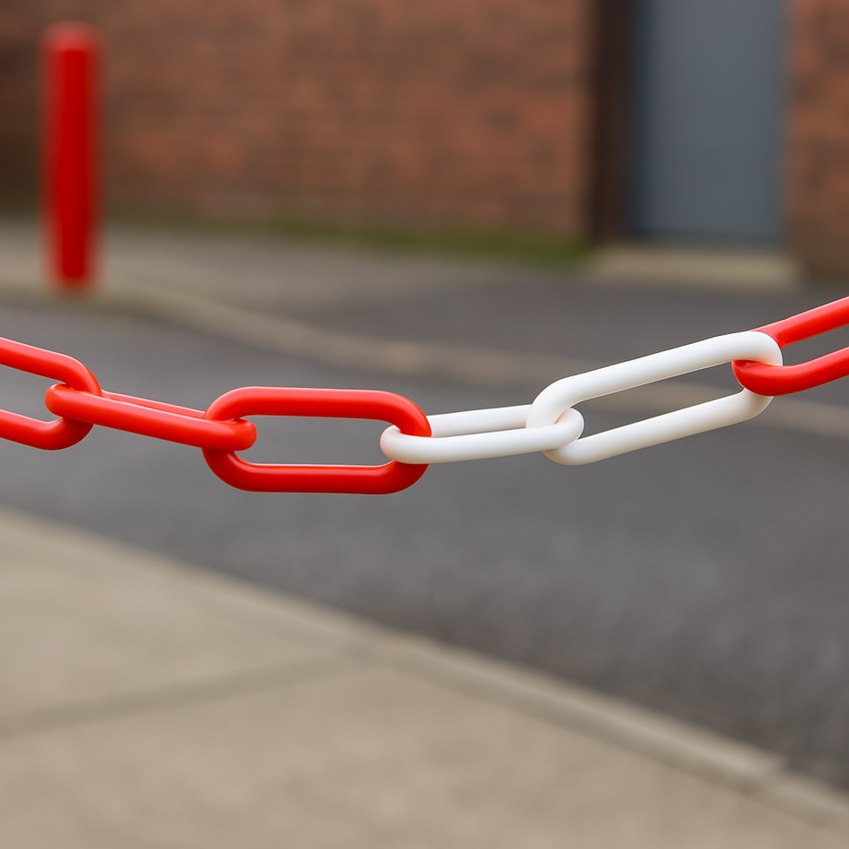 red white plastic chain