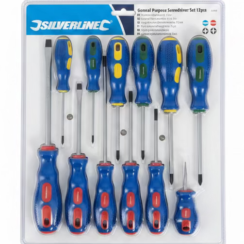 General Purpose Slotted / Pozi Screwdriver Set - 12 Pieces