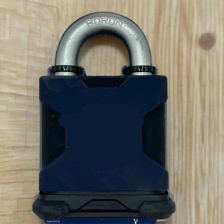  padlock on its packaging with a blue background