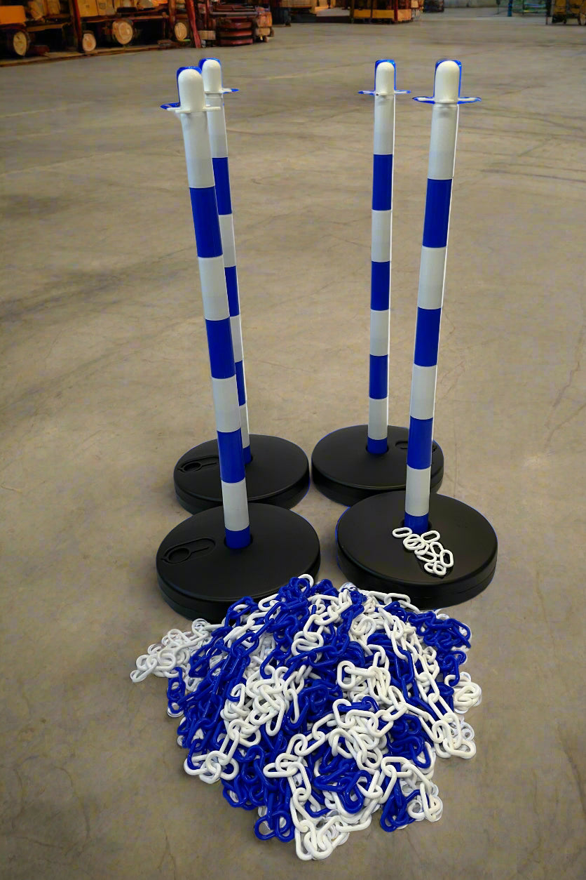 Buy Blue and White Post and Chain Kit – English Chain Direct