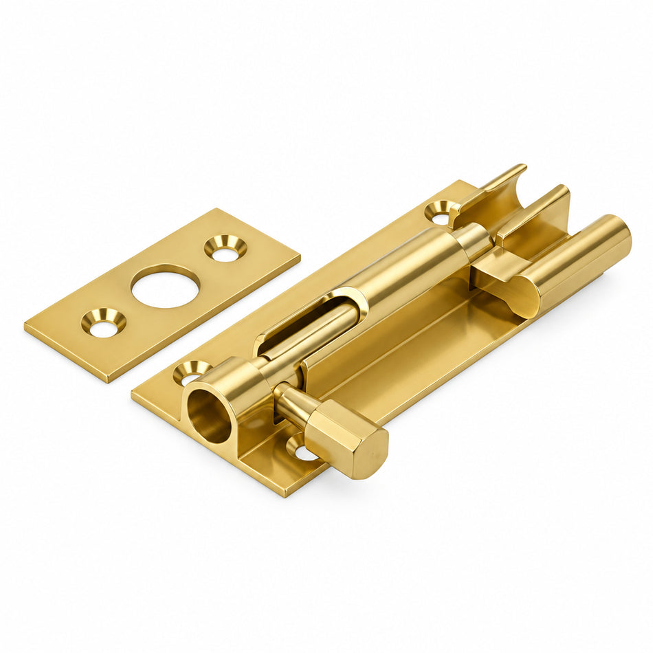 2-1/2" (63mm) Necked Brass Barrel Bolt - Brass